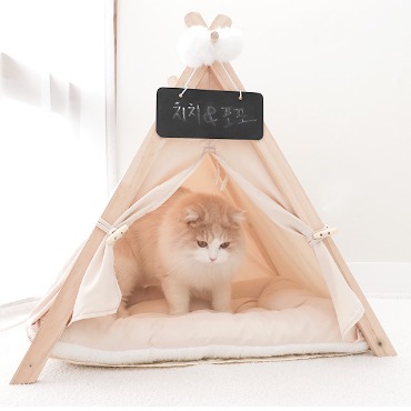 에코펫위드 강아지 방석 고양이 원목 텐트 하우스